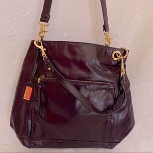 Badgley Mishka Dark purple leather satchel/shopper large size
